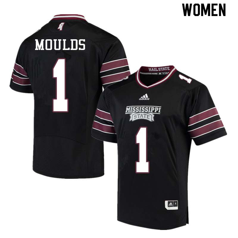 Women #1 Eric Moulds Mississippi State Bulldogs College Football Jerseys Sale-Black